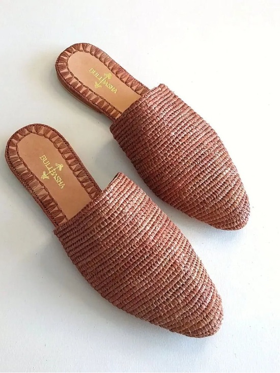 Bulibasha Shoes - Bulibasha Babouche Mule Slip On Slide 40 EU 9-9.5 US Handwoven Red Brown NWOT